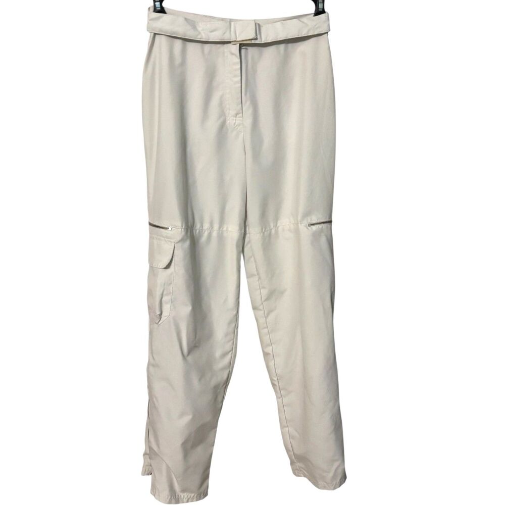 FUBU The Collection White Cargo Pants Y2K Utility Zip Detail Size M